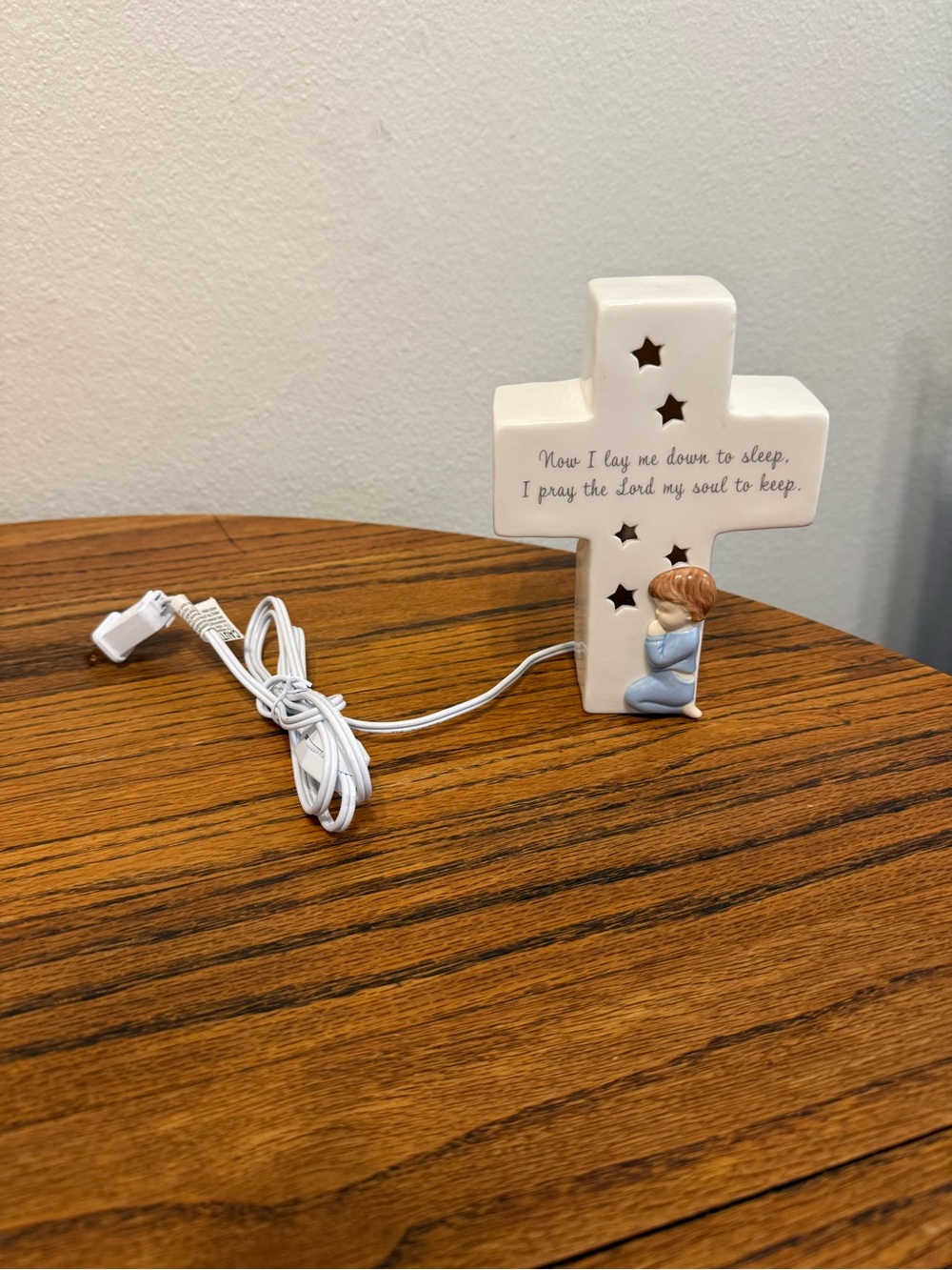 Ceramic porcelain Prayer Cross Night Light with holy religious